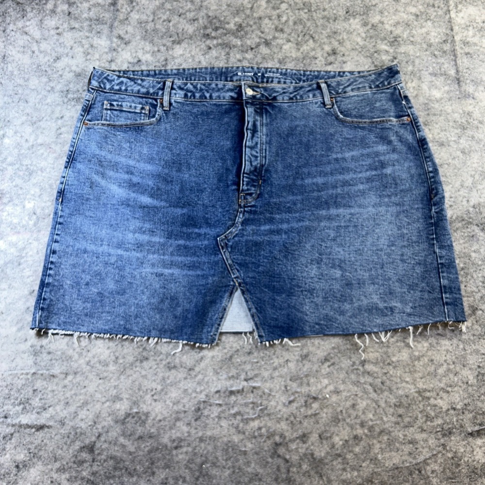 Old Navy Mini Denim Jean Skirt Women's Size 28‎ Blue Button Fly Front Slit